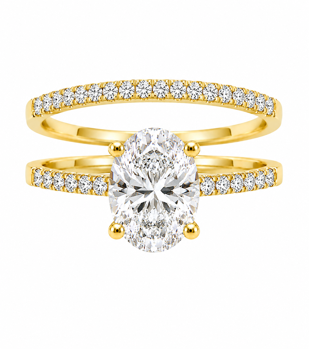 10K Yellow Gold Wedding Set Oval 1.28 ct Lab Grown Diamond