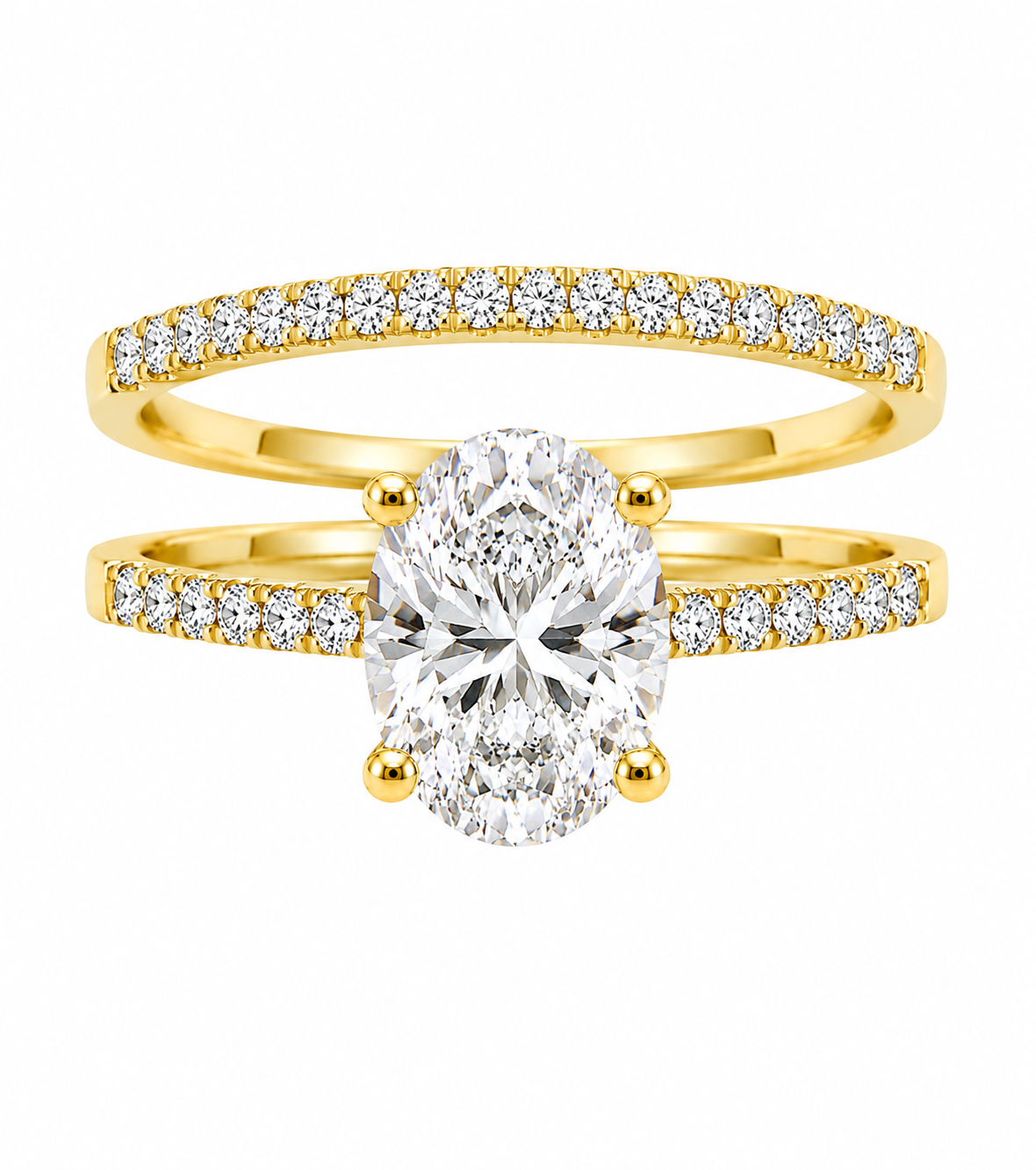 10K Yellow Gold Wedding Set Oval 1.28 ct Lab Grown Diamond