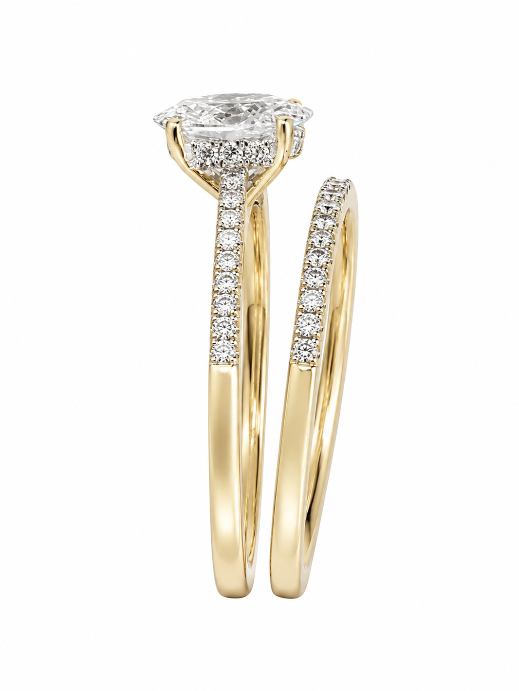 10K Yellow Gold Wedding Set Oval 1.28 ct Lab Grown Diamond