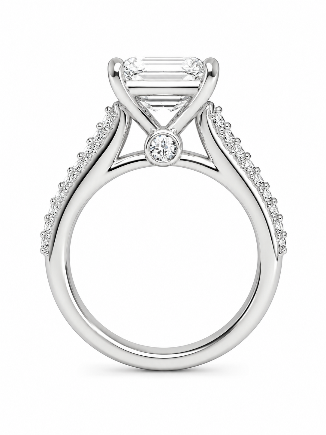 14K White Gold Ring Asscher, Baguette Presidential Band 4.00 ct Lab Grown Diamond