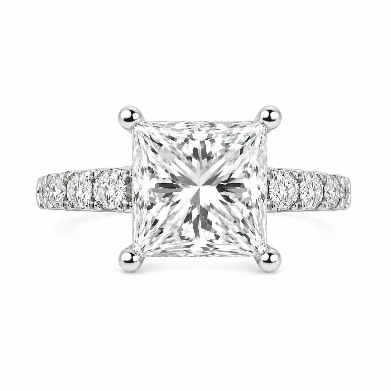 14K White Gold Women’s Ring Princess 3.78 ct Lab Grown Diamond