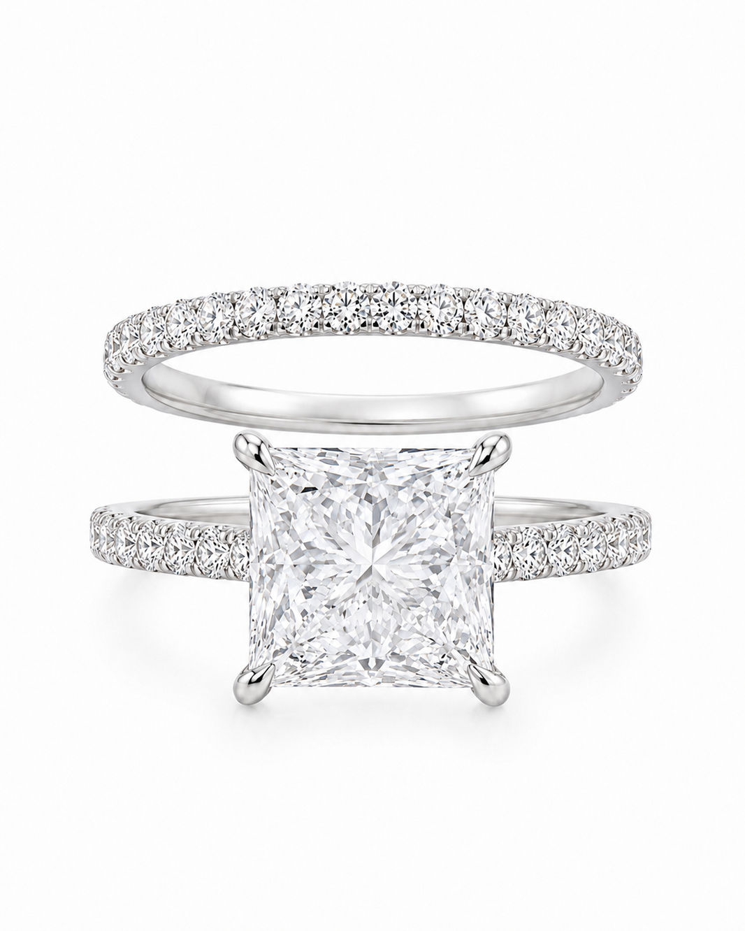 14K White Gold Wedding Set Princess 2.50 ct Lab Grown Diamond