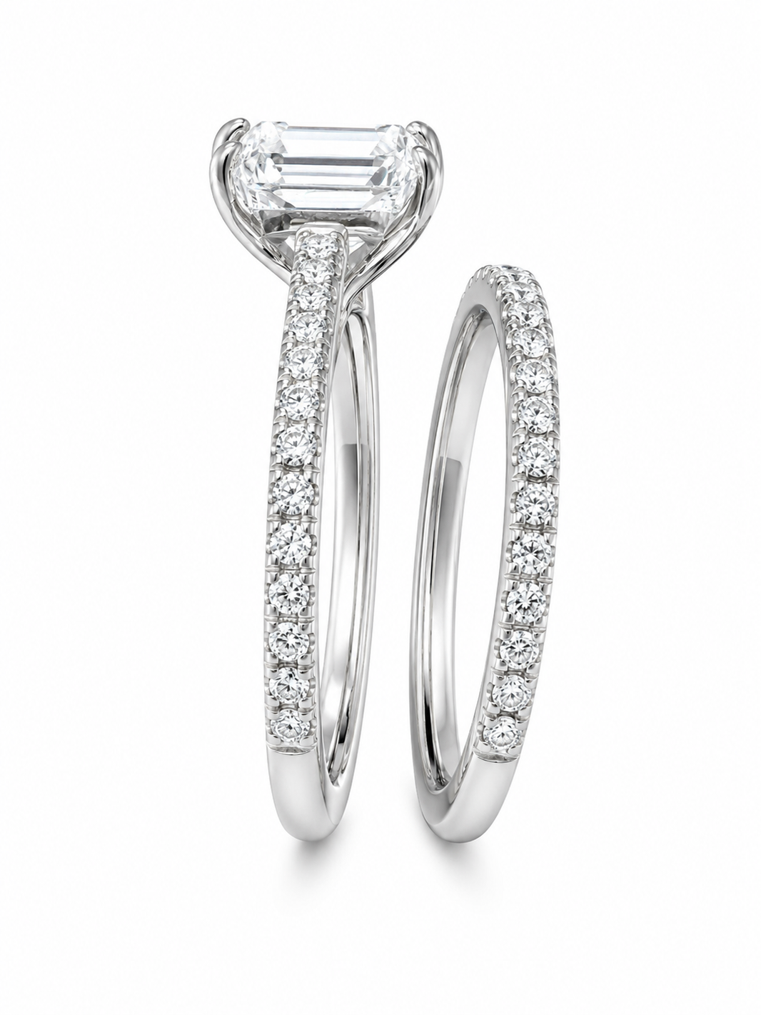 14K White Gold Wedding Set Princess 2.50 ct Lab Grown Diamond