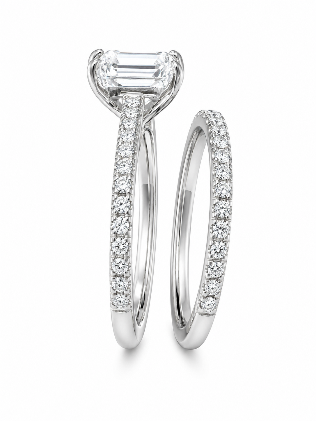 14K White Gold Wedding Set Princess 2.50 ct Lab Grown Diamond