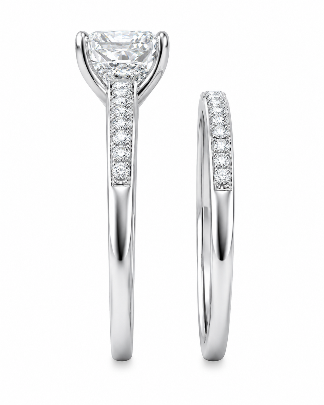 14K White Gold Wedding Set 1.28 ct Lab Grown Diamond
