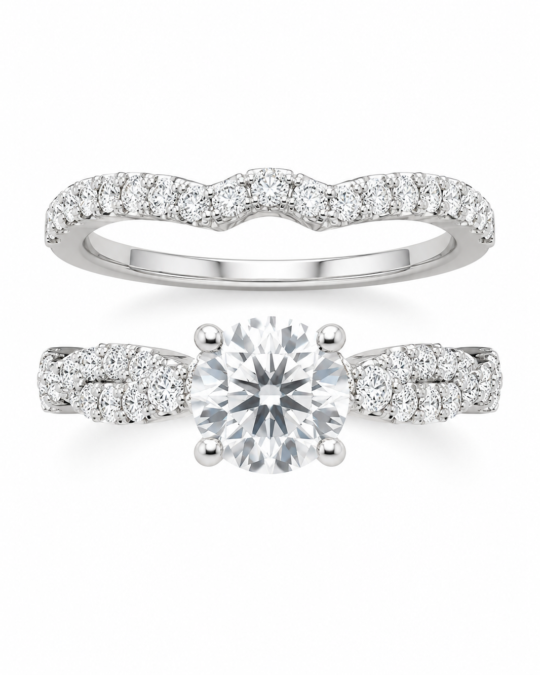 10K Yellow Gold Wedding Set Round 1.00 ct Lab Grown Diamond