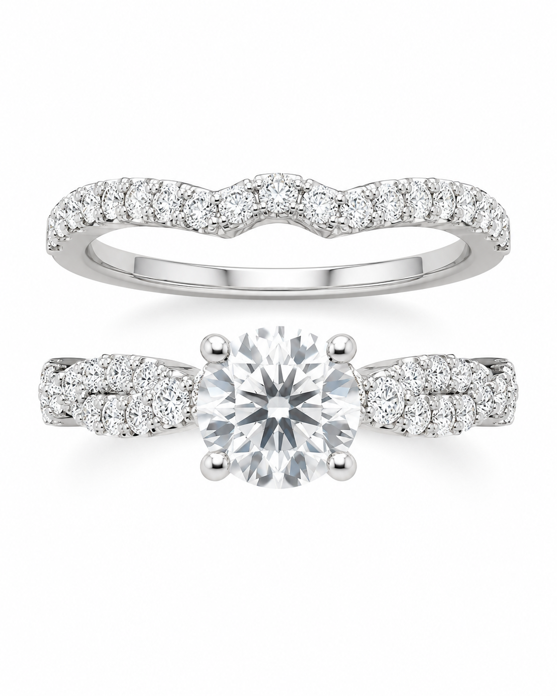 10K Yellow Gold Wedding Set Round 1.00 ct Lab Grown Diamond