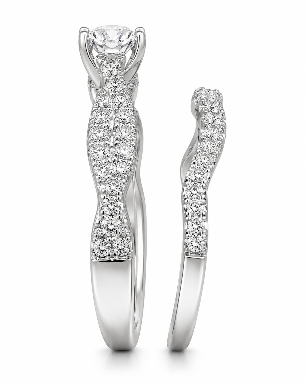 10K Yellow Gold Wedding Set Round 1.00 ct Lab Grown Diamond