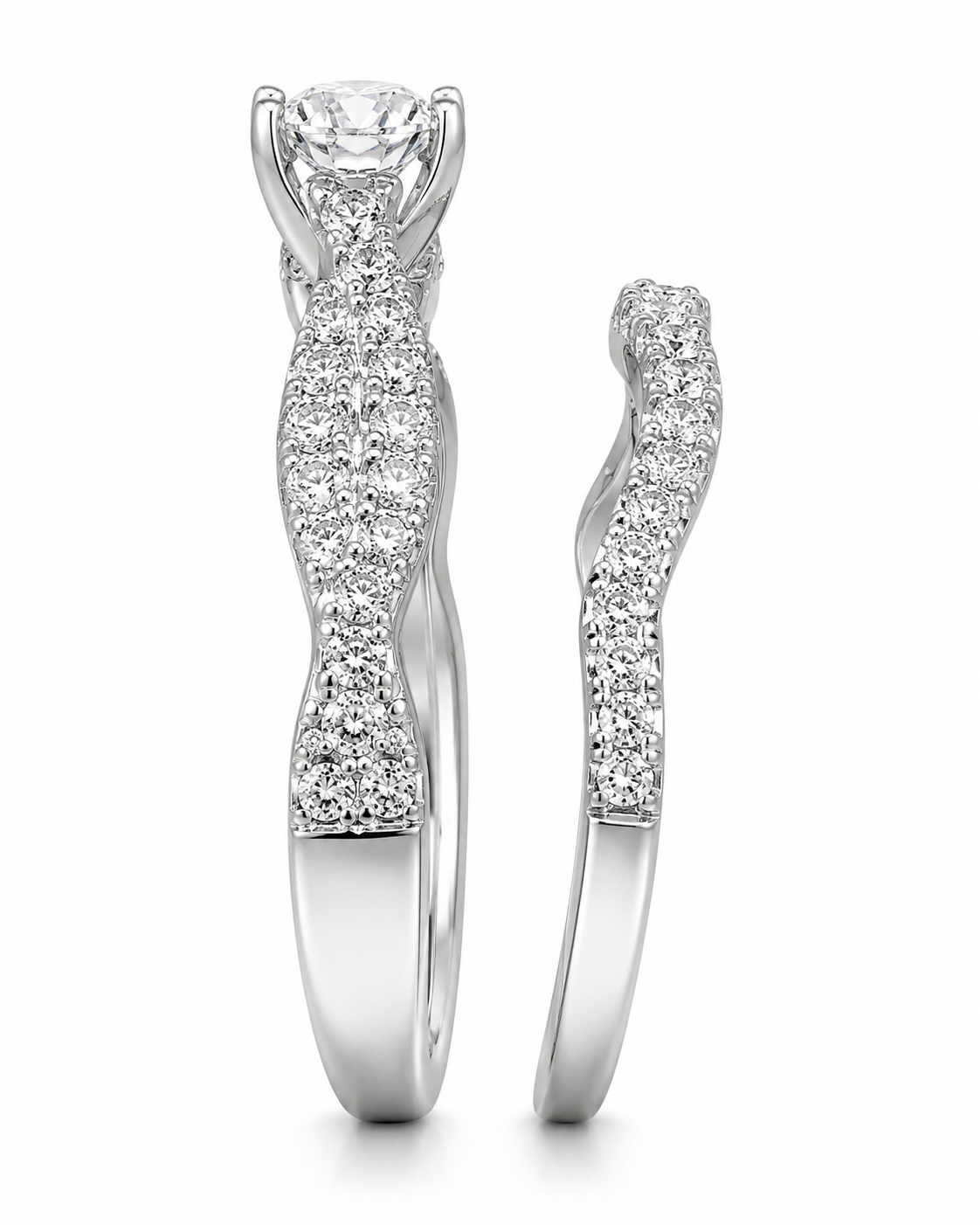 10K Yellow Gold Wedding Set Round 1.00 ct Lab Grown Diamond