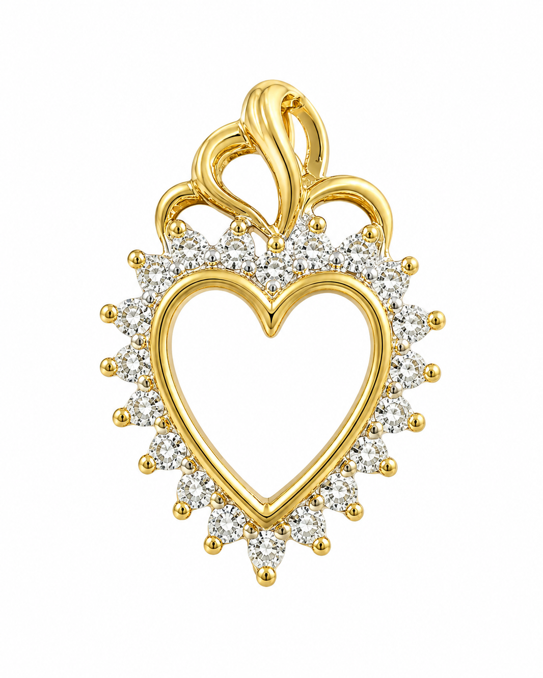 10K Yellow Gold Heart Charm 0.10 ct Natural Diamond