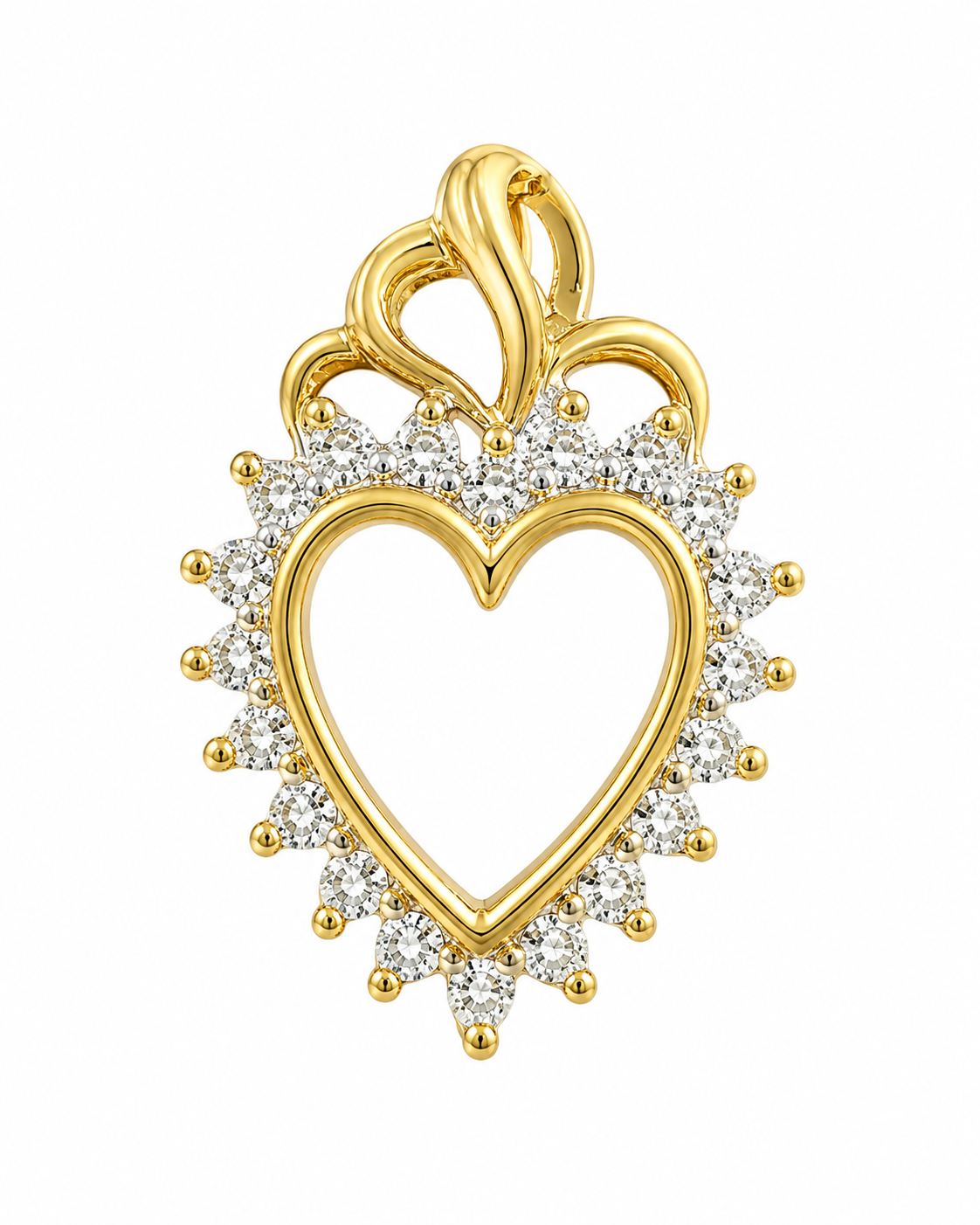 10K Yellow Gold Heart Charm 0.10 ct Natural Diamond