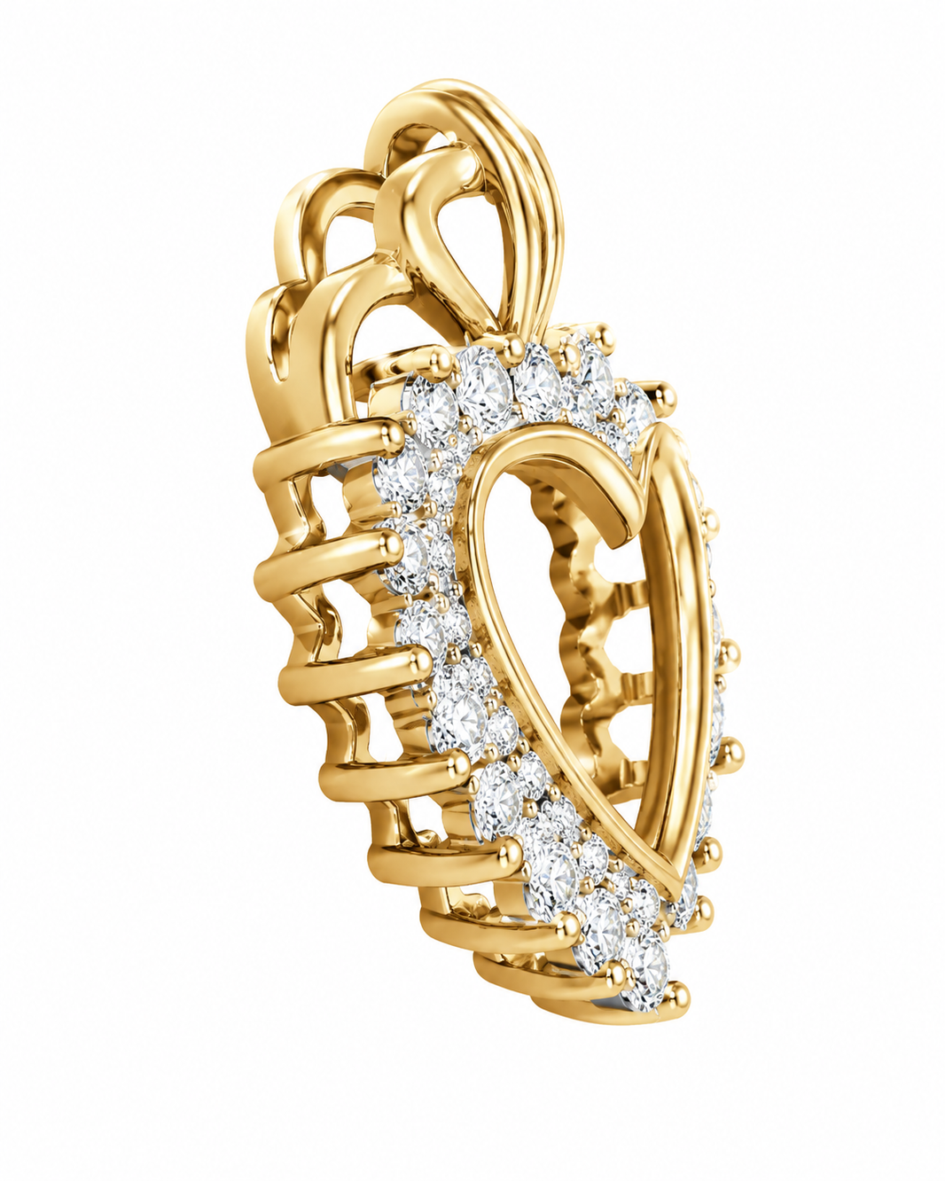 10K Yellow Gold Heart Charm 0.10 ct Natural Diamond
