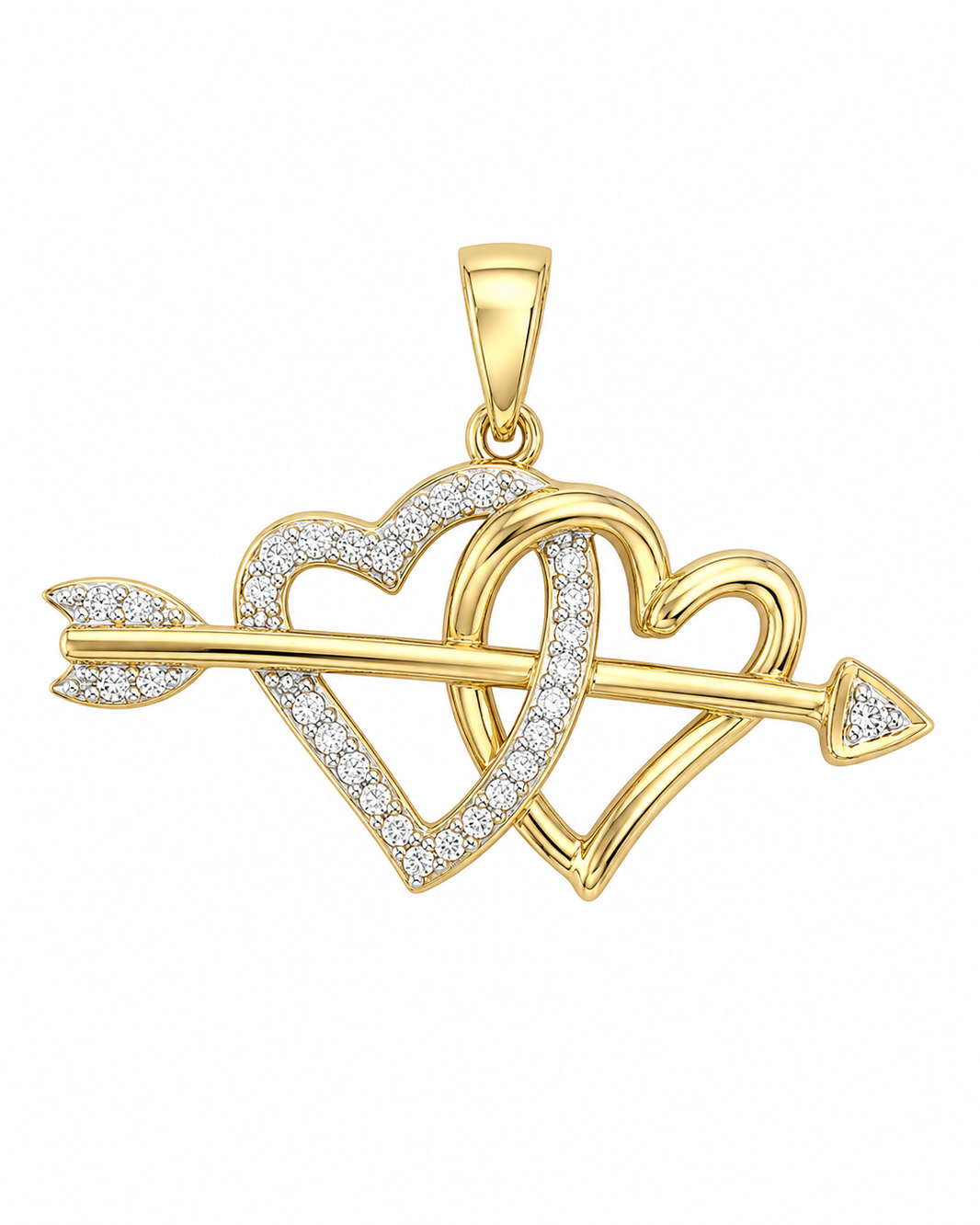 10K Two-Tone Gold Heart Charm 0.11 ct Natural Diamond