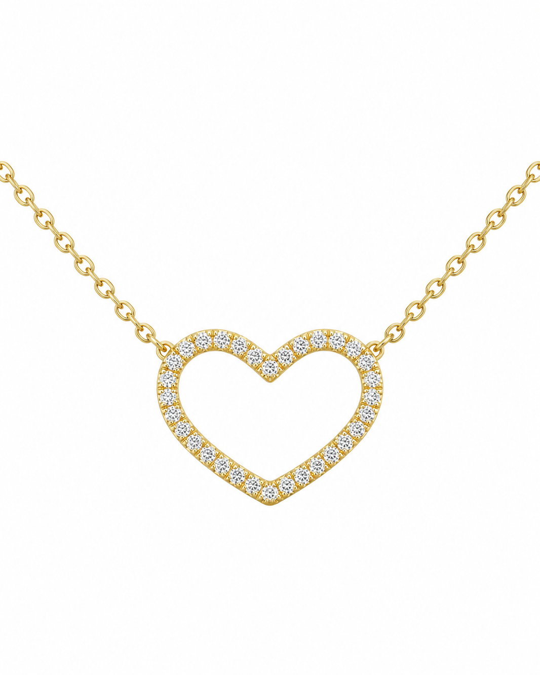 14K Yellow Gold Heart Charm/Chain Set 0.08 ct Natural Diamond