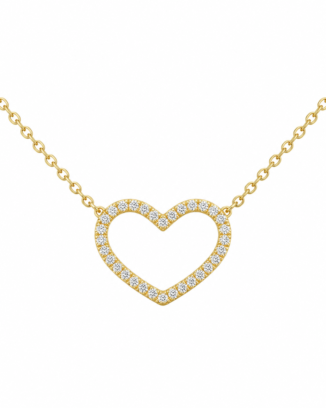 14K Yellow Gold Heart Charm/Chain Set 0.08 ct Natural Diamond