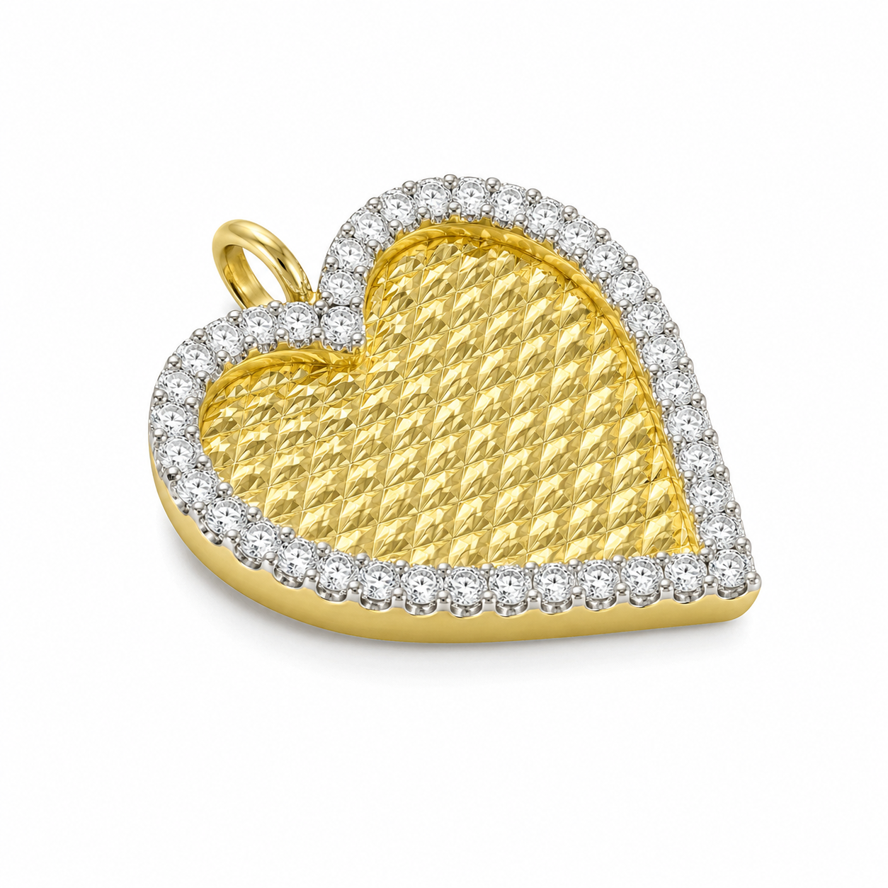 14K Yellow Gold Heart Charm/Chain Set 0.13 ct Natural Diamond