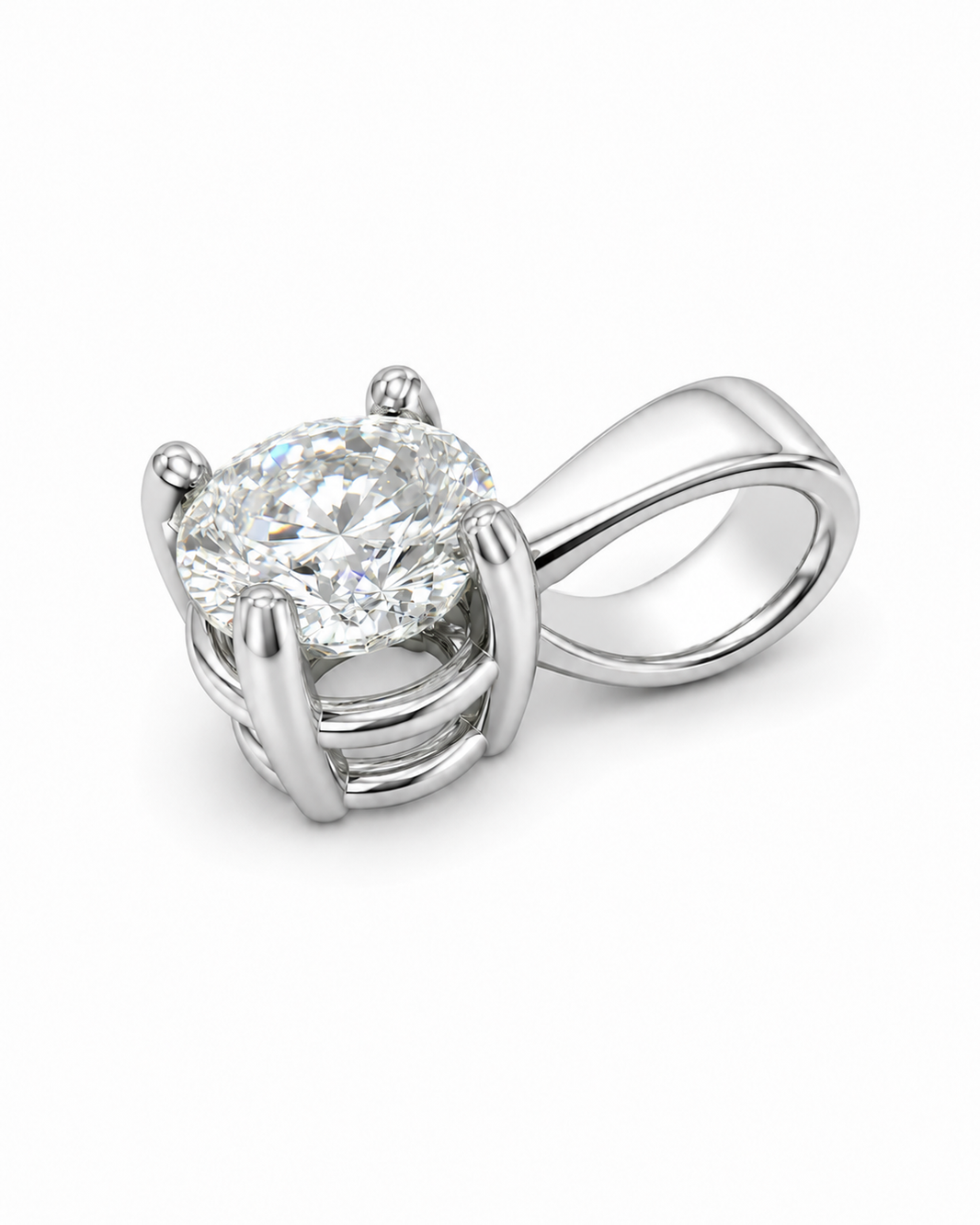 14K White Gold Women’s Charm Round 0.48 ct Natural Diamond