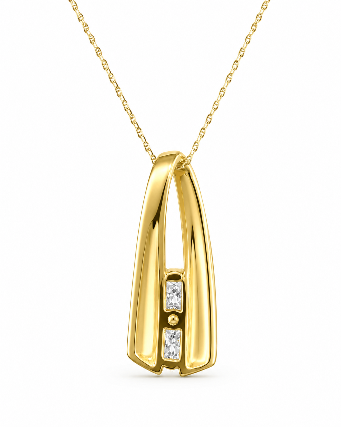 10K Yellow Gold Elongated Teardrop Charm/Chain Set 0.15 ct Natural Diamond