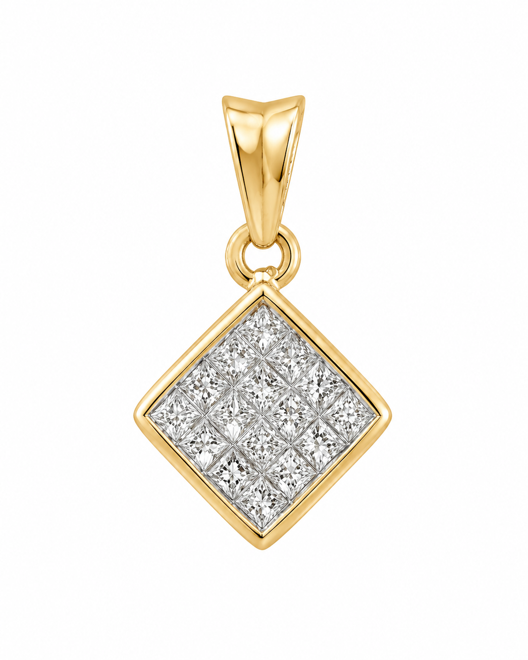 14K Yellow Gold Women’s Charm Square 0.50 ct Natural Diamond