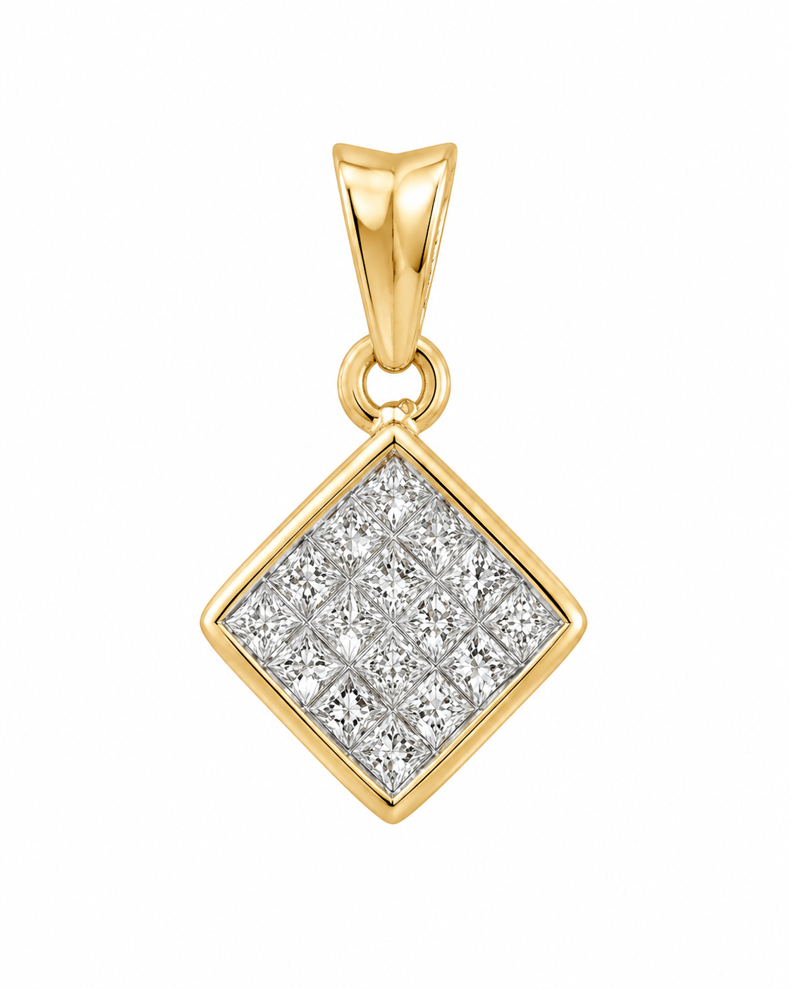 14K Yellow Gold Women’s Charm Square 0.50 ct Natural Diamond