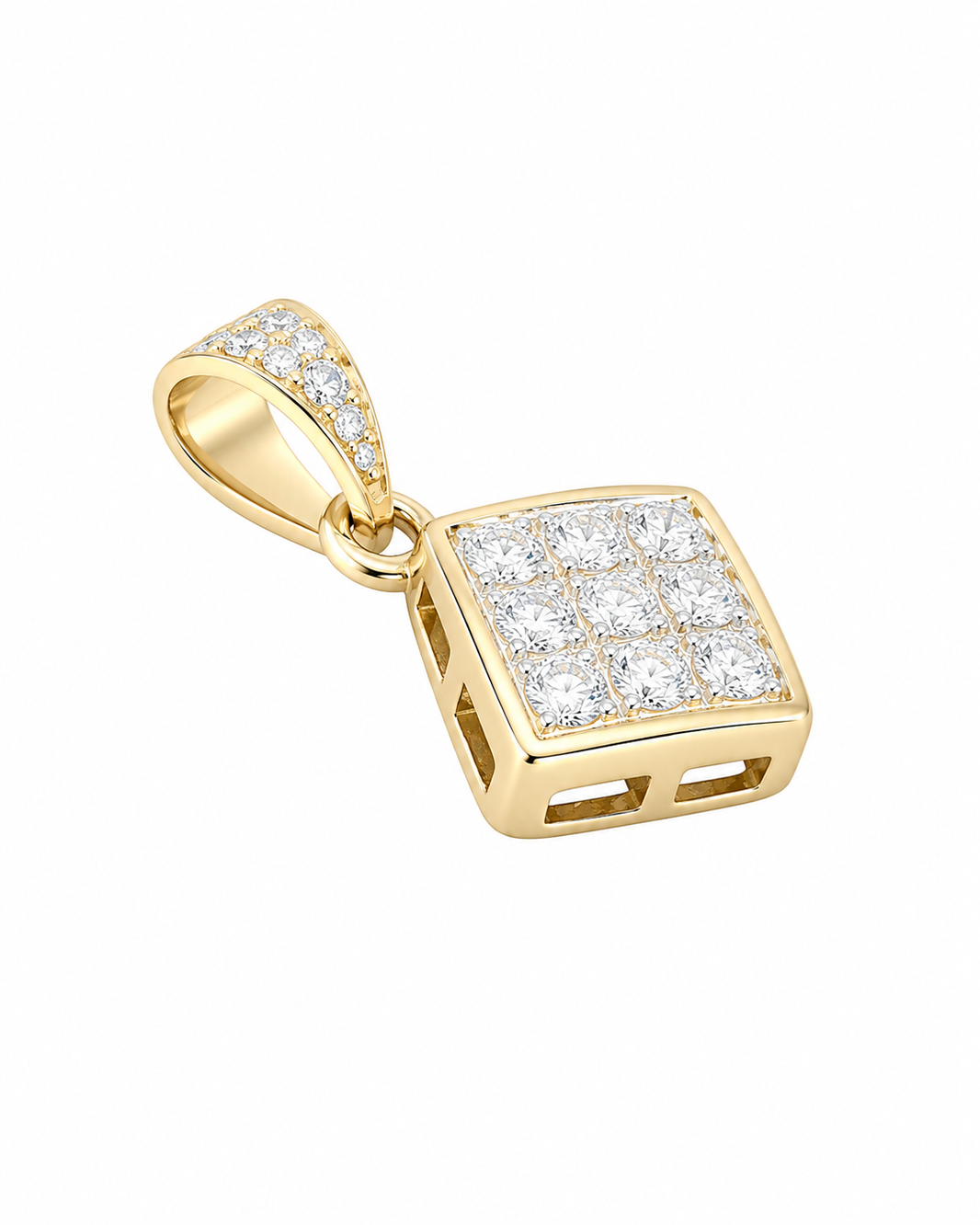 14K Yellow Gold Women’s Charm Square 0.50 ct Natural Diamond