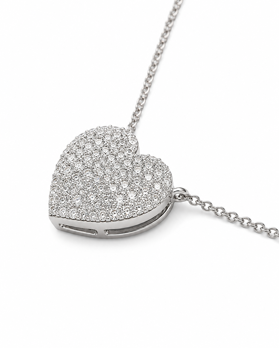 14K White Gold Heart Charm/Chain Set 0.40 ct Natural Diamond