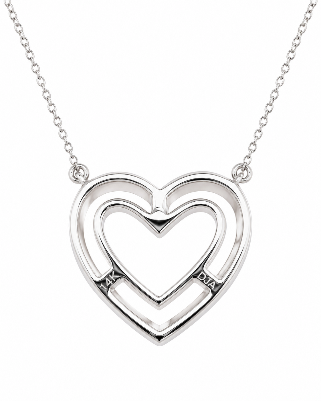 14K White Gold Heart Charm/Chain Set 0.40 ct Natural Diamond