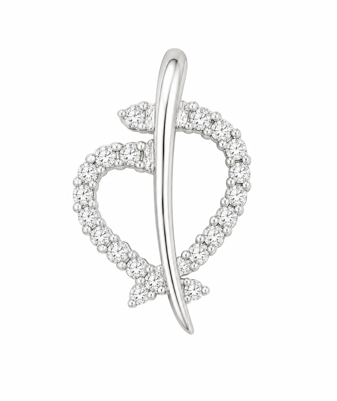 14K White Gold Heart Charm 0.38 ct Natural Diamond