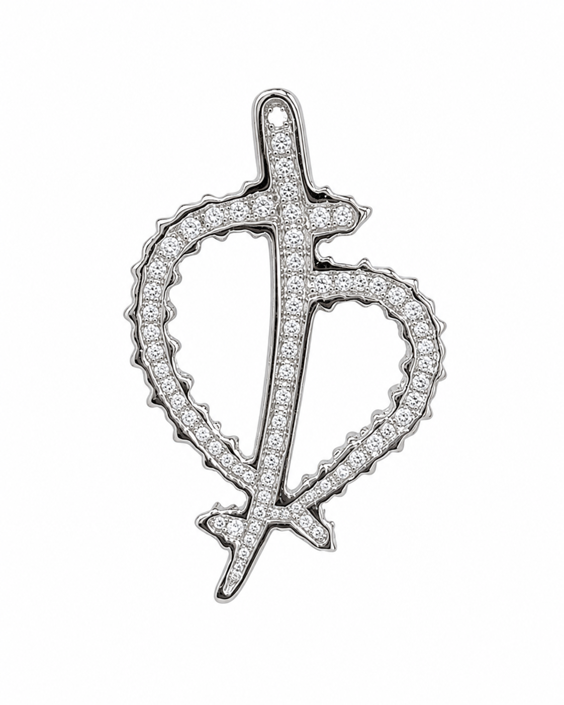 14K White Gold Heart Charm 0.38 ct Natural Diamond