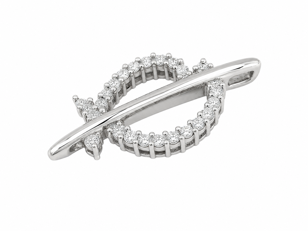 14K White Gold Heart Charm 0.38 ct Natural Diamond