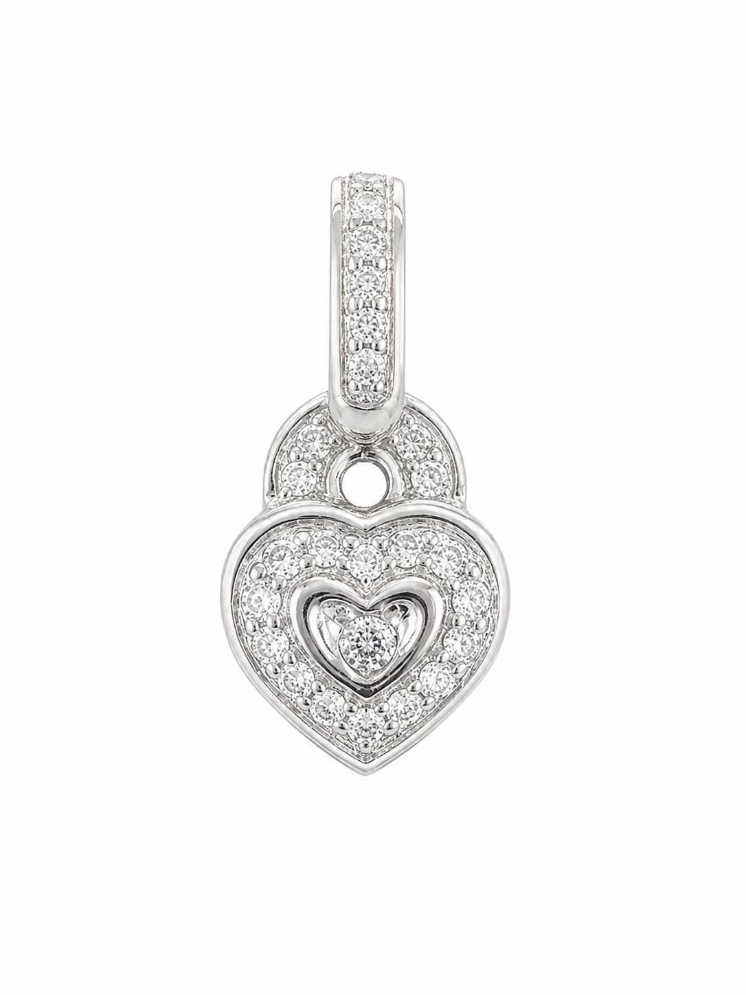 14K White Gold Heart Charm 0.20 ct Natural Diamond