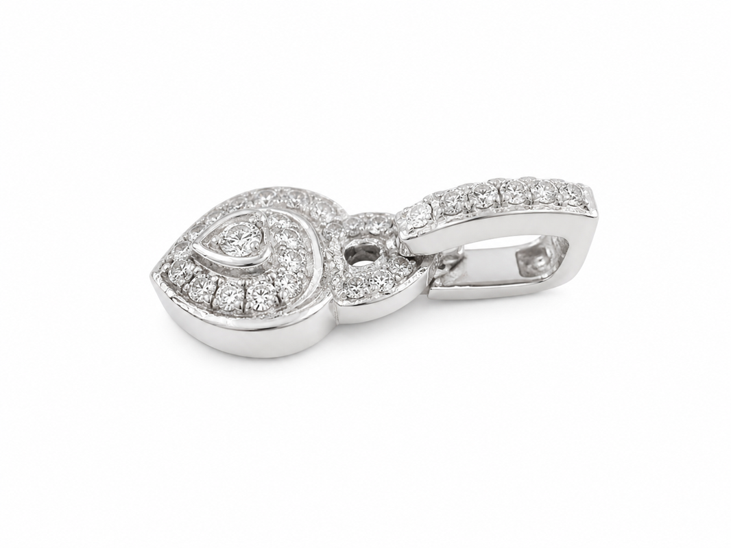 14K White Gold Heart Charm 0.20 ct Natural Diamond