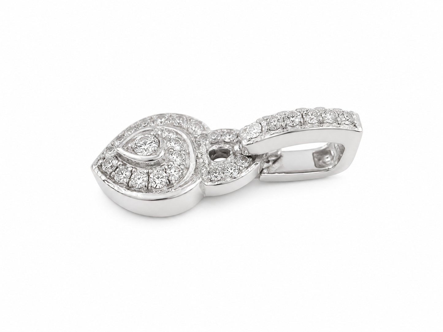 14K White Gold Heart Charm 0.20 ct Natural Diamond