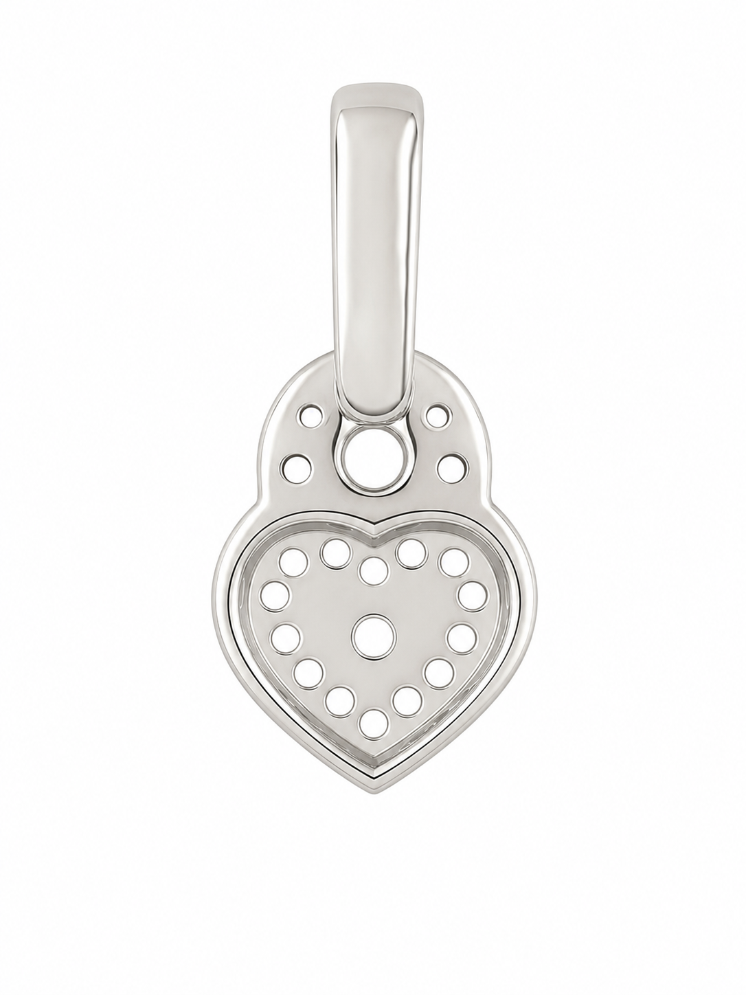 14K White Gold Heart Charm 0.20 ct Natural Diamond