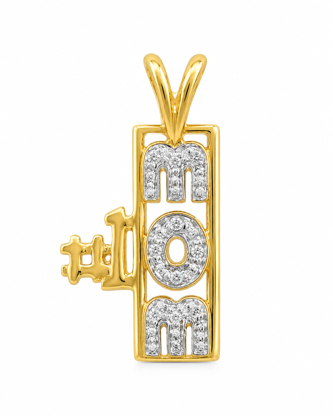 10K Yellow Gold #1 Mom Charm 0.05 ct Natural Diamond