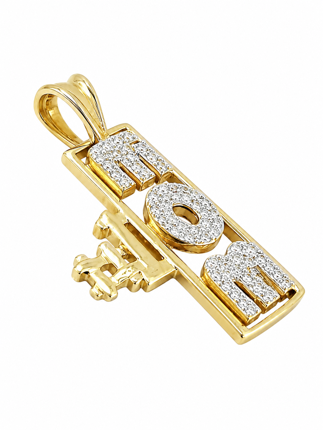 10K Yellow Gold #1 Mom Charm 0.05 ct Natural Diamond