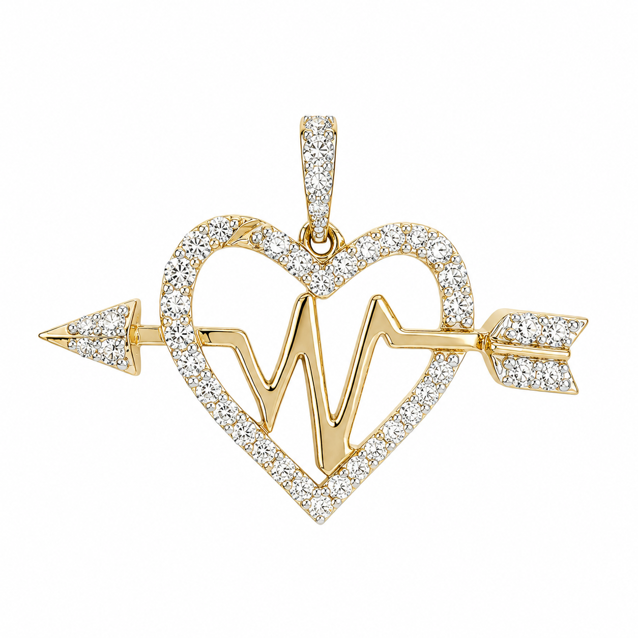 10K Yellow Gold Heart Pulse Charm 0.33 ct Natural Diamond