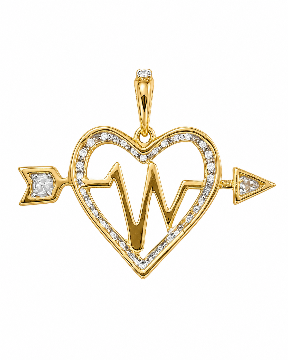 10K Yellow Gold Heart Pulse Charm 0.33 ct Natural Diamond