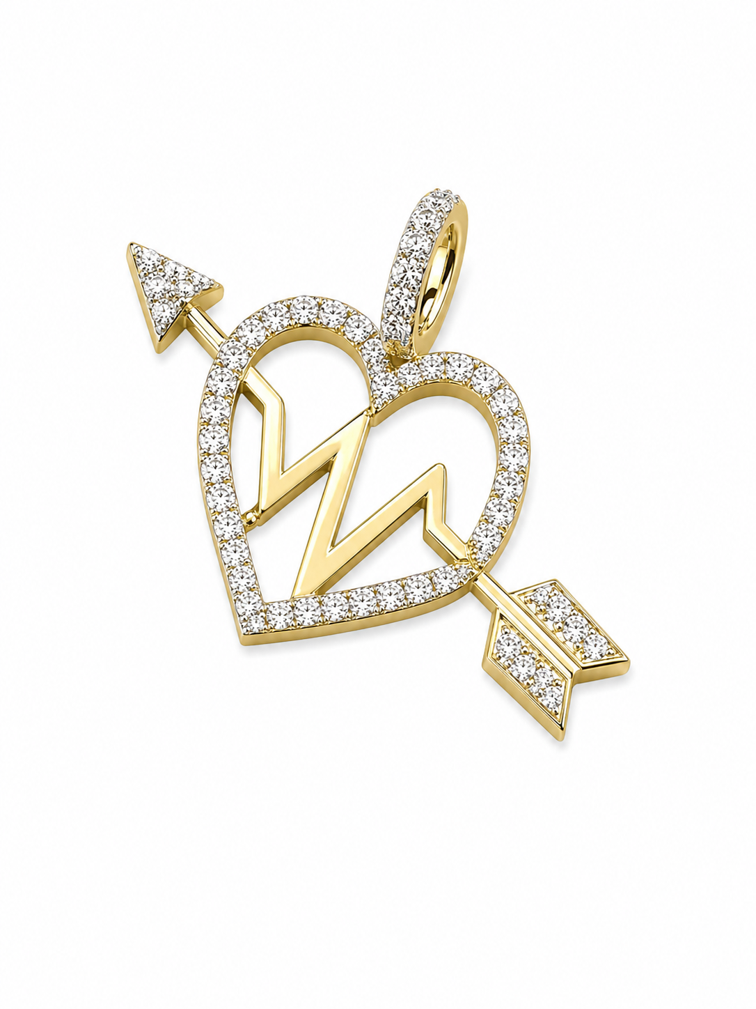 10K Yellow Gold Heart Pulse Charm 0.33 ct Natural Diamond