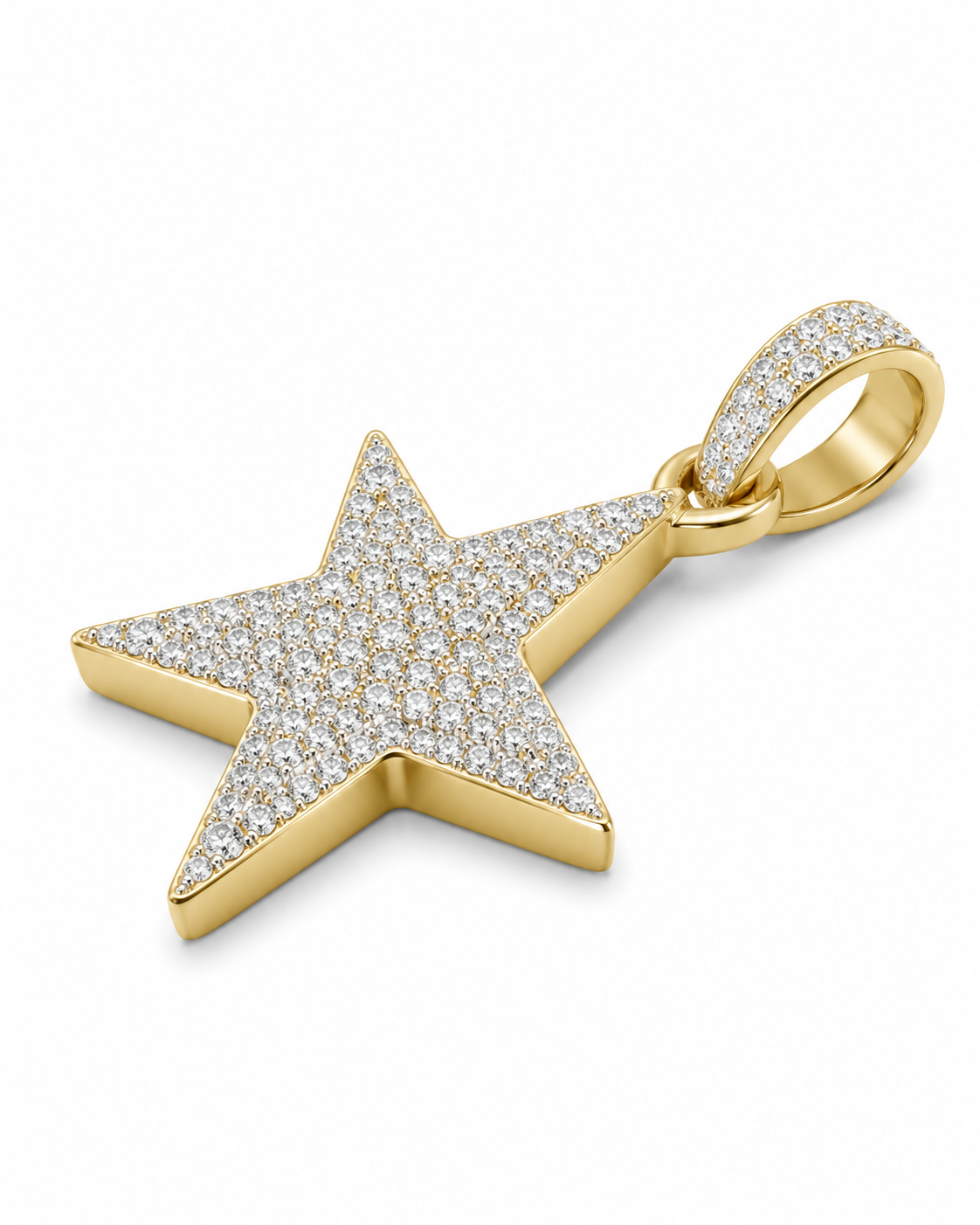10K Two-Tone Gold 5-Point Star Charm 0.20 ct Natural Diamond