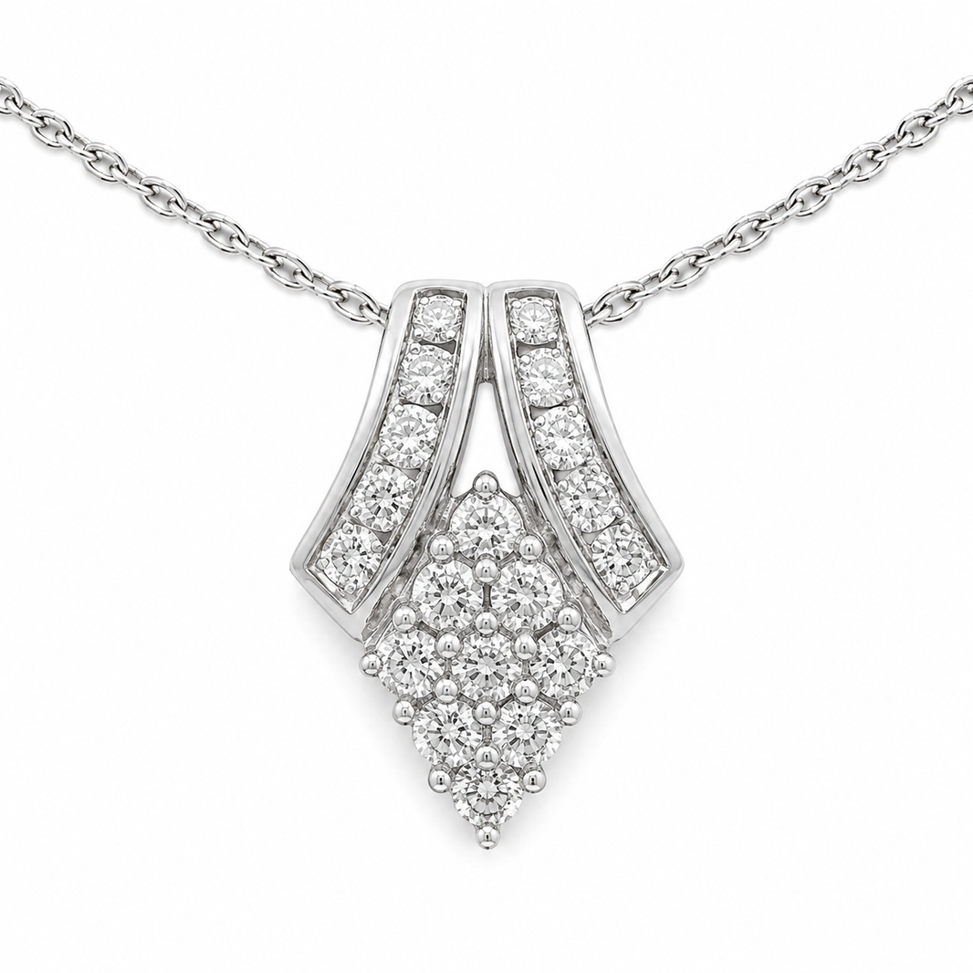 14K White Gold Women's Charm/Chain Set 0.50 ct Natural Diamond