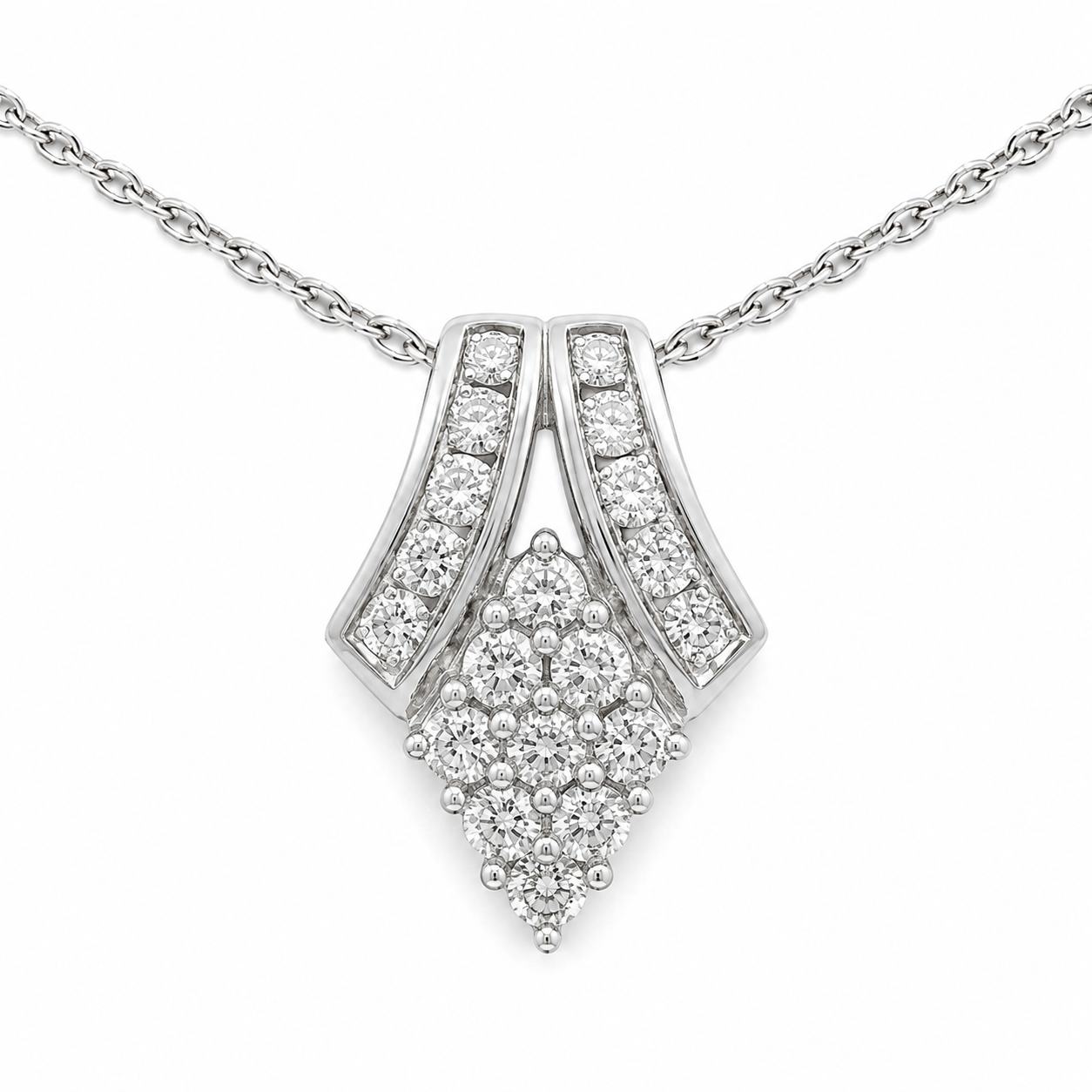 14K White Gold Women's Charm/Chain Set 0.50 ct Natural Diamond