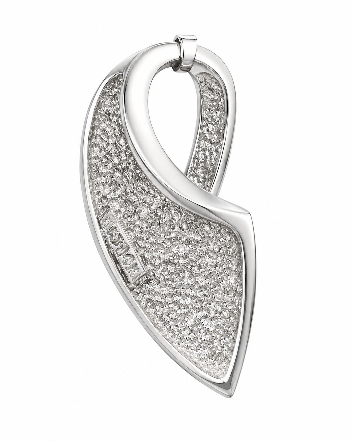 14K White Gold Elongated Tear-Drop Charm 0.40 ct Natural Diamond