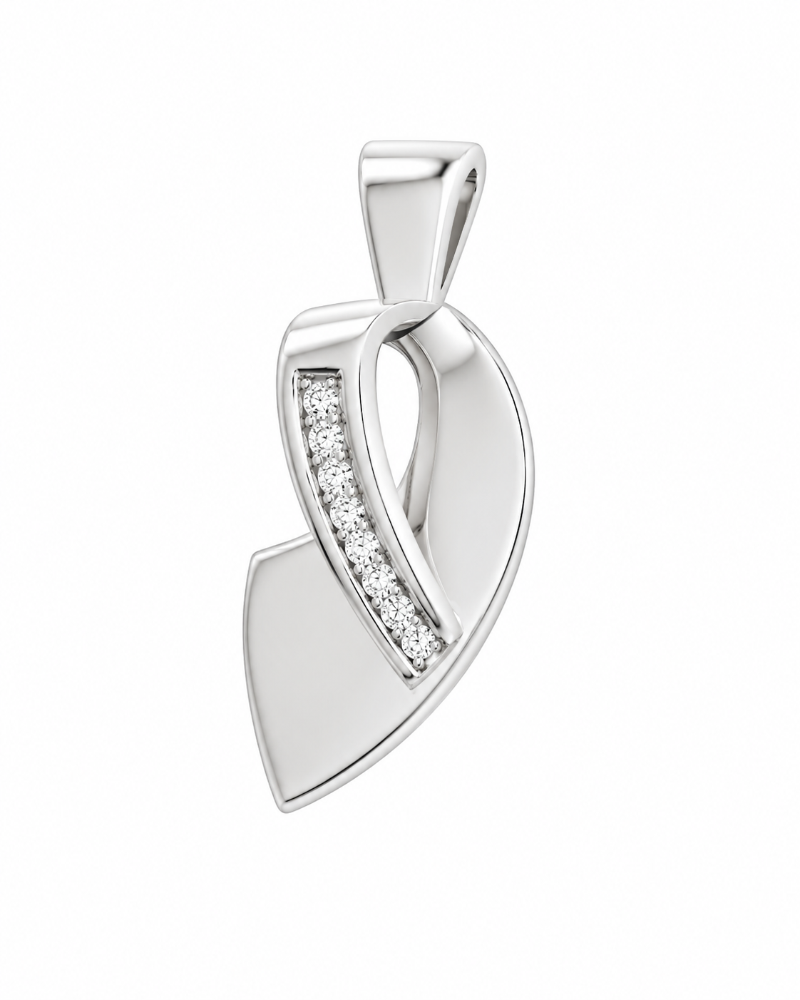 14K White Gold Elongated Tear-Drop Charm 0.40 ct Natural Diamond