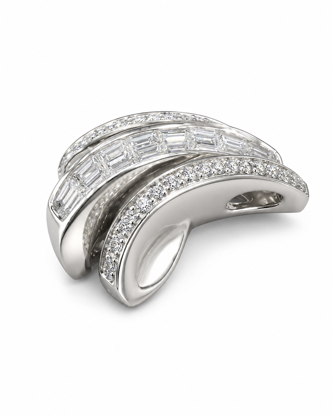 14K White Gold Charm Elongated Tear-Drop 1.00 ct Natural Diamond