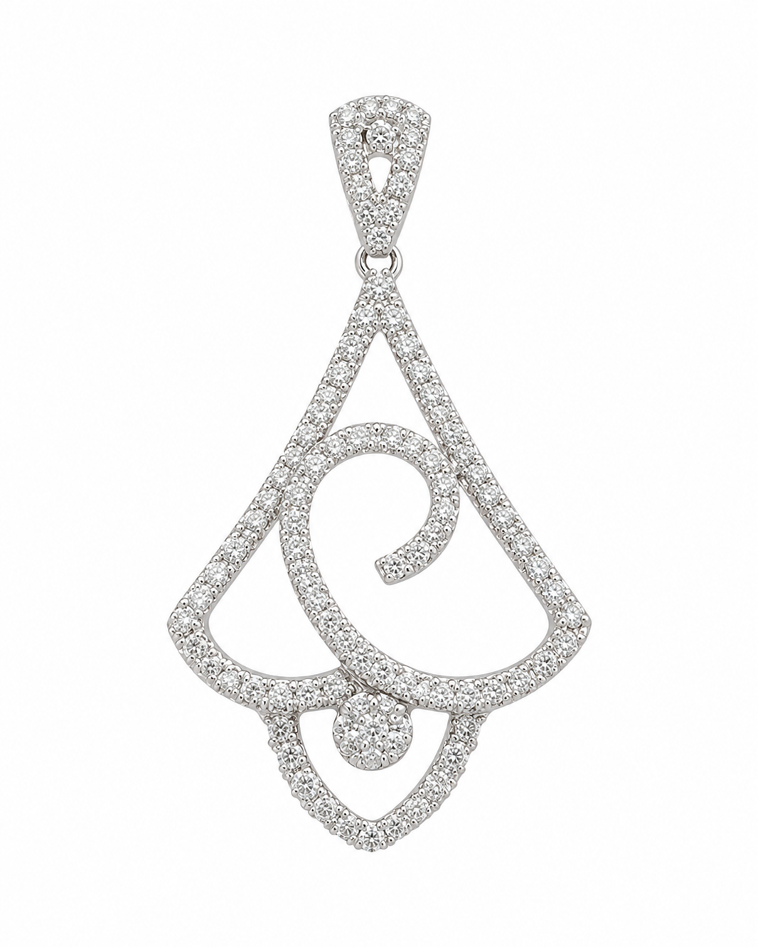 14K White Gold Heart Charm 0.50 ct Natural Diamond