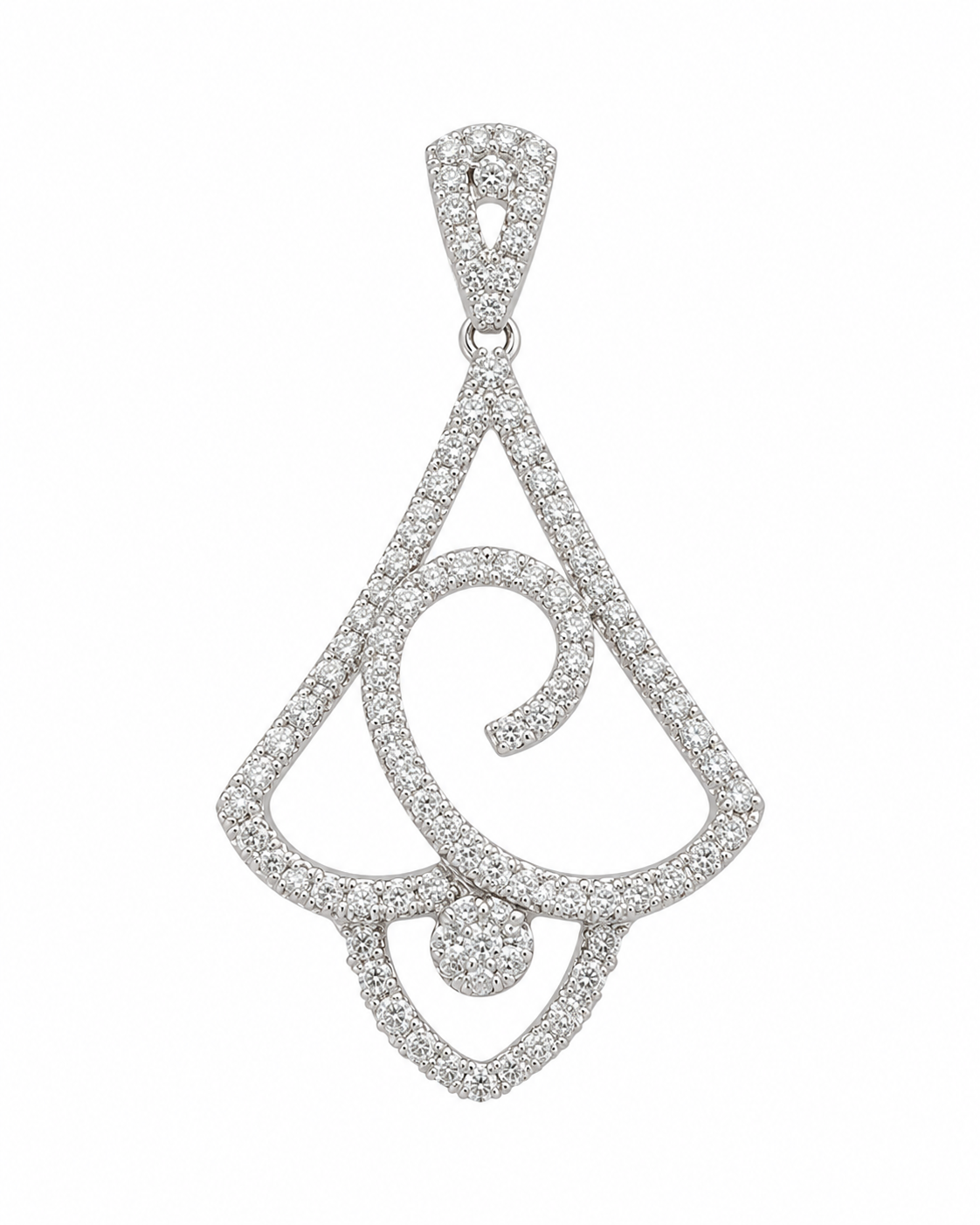 14K White Gold Heart Charm 0.50 ct Natural Diamond