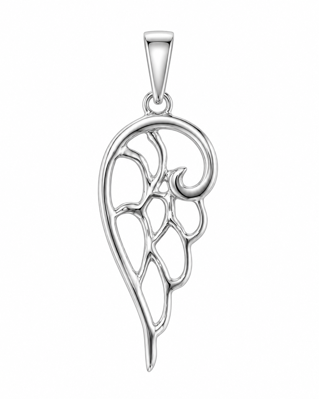 10K White Gold Angel Wing Charm 0.10 ct Natural Diamond