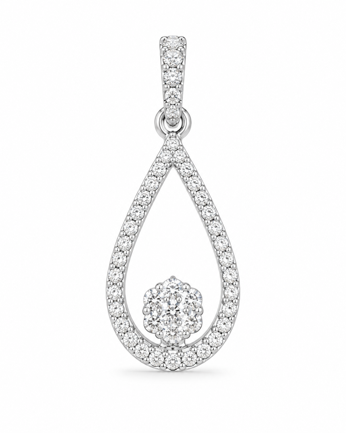 10K White Gold Teardrop Charm 0.15 ct Natural Diamond