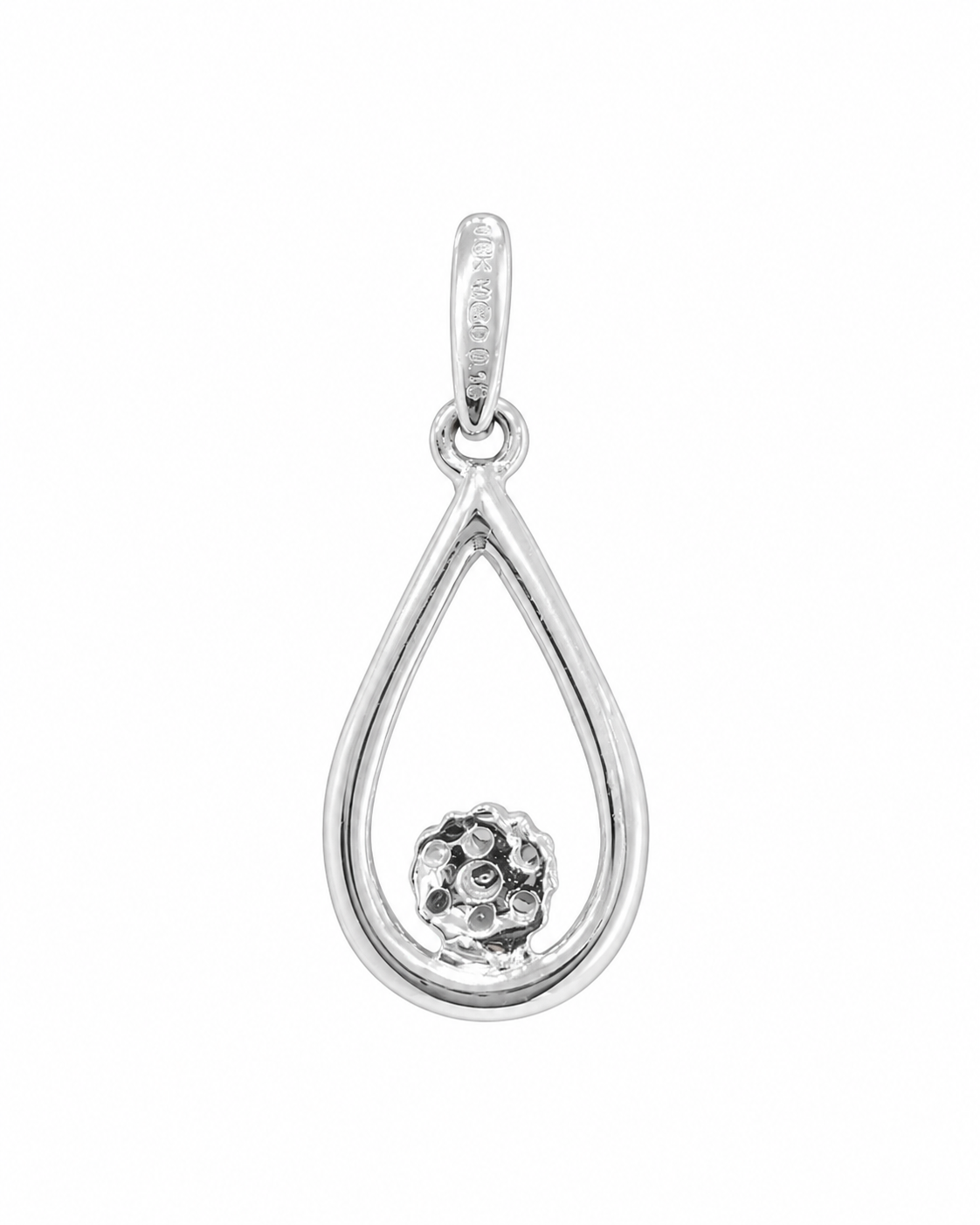 10K White Gold Teardrop Charm 0.15 ct Natural Diamond